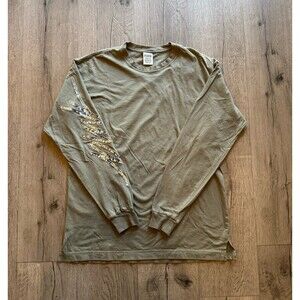 VS Pink Bling Campus Long Sleeve TShirt Olive Green Size Small Sequin